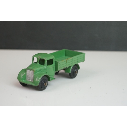 1090 - 11 Early-mid 20th C play worn Dinky diecast models to include 30J Austin, Dodge, Dublo Flatbed Truck... 