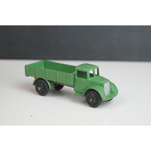 1090 - 11 Early-mid 20th C play worn Dinky diecast models to include 30J Austin, Dodge, Dublo Flatbed Truck... 