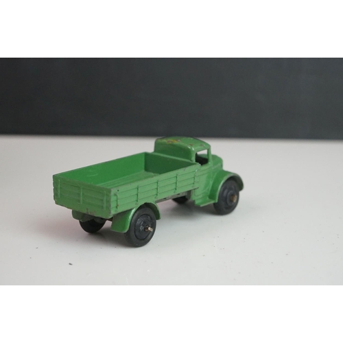 1090 - 11 Early-mid 20th C play worn Dinky diecast models to include 30J Austin, Dodge, Dublo Flatbed Truck... 