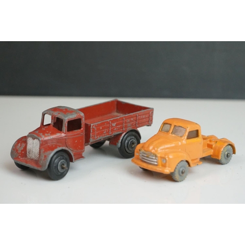 1090 - 11 Early-mid 20th C play worn Dinky diecast models to include 30J Austin, Dodge, Dublo Flatbed Truck... 