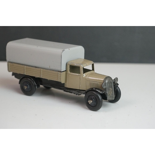 1090 - 11 Early-mid 20th C play worn Dinky diecast models to include 30J Austin, Dodge, Dublo Flatbed Truck... 