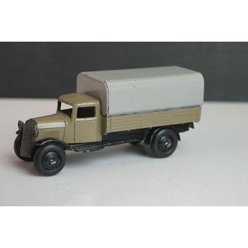 1090 - 11 Early-mid 20th C play worn Dinky diecast models to include 30J Austin, Dodge, Dublo Flatbed Truck... 