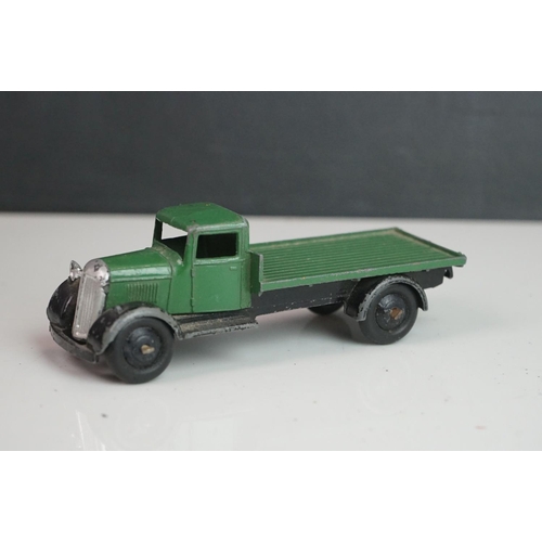 1090 - 11 Early-mid 20th C play worn Dinky diecast models to include 30J Austin, Dodge, Dublo Flatbed Truck... 