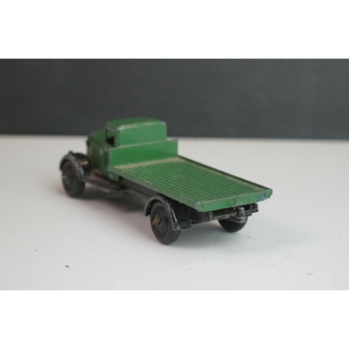 1090 - 11 Early-mid 20th C play worn Dinky diecast models to include 30J Austin, Dodge, Dublo Flatbed Truck... 