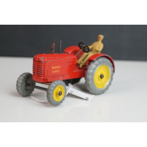 1092 - Three Dinky diecast tractors featuring 2 x Massey Harris & 301 Field Marshall plus 3 x Dinky farming... 