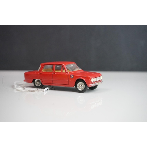 1096 - Two boxed French Dinky 514 Alfa Romeo Giulia 1600 TI diecast models in red, diecast good with some p... 