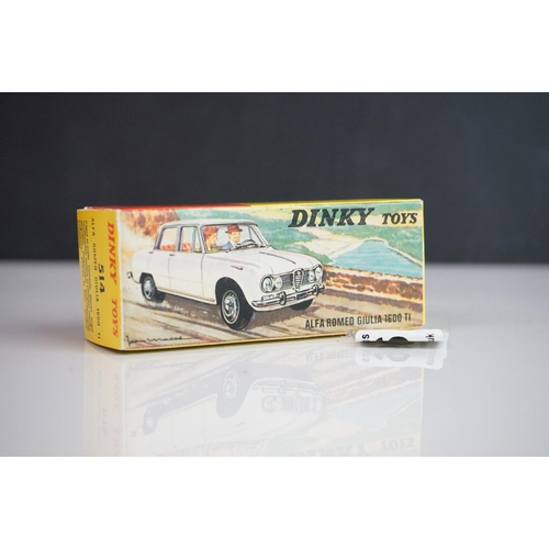 1096 - Two boxed French Dinky 514 Alfa Romeo Giulia 1600 TI diecast models in red, diecast good with some p... 