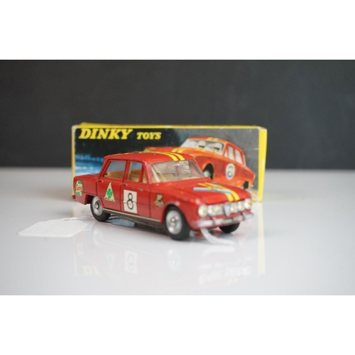 1096 - Two boxed French Dinky 514 Alfa Romeo Giulia 1600 TI diecast models in red, diecast good with some p... 