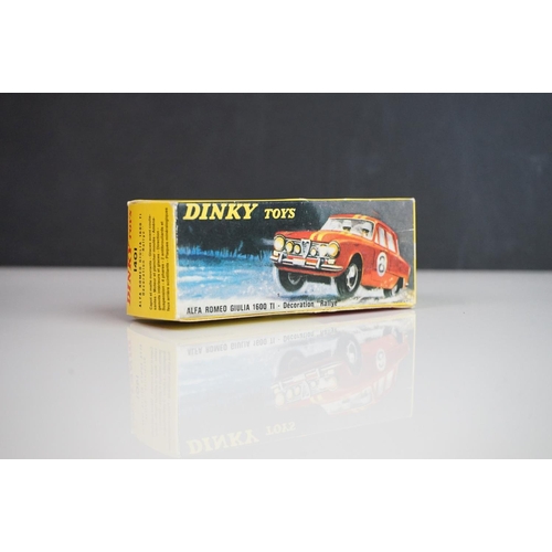 1096 - Two boxed French Dinky 514 Alfa Romeo Giulia 1600 TI diecast models in red, diecast good with some p... 