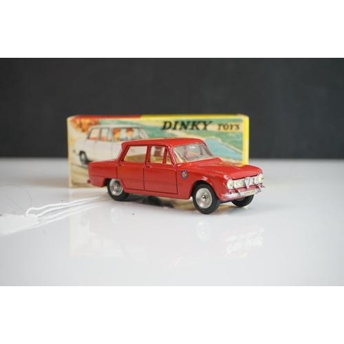 1096 - Two boxed French Dinky 514 Alfa Romeo Giulia 1600 TI diecast models in red, diecast good with some p... 