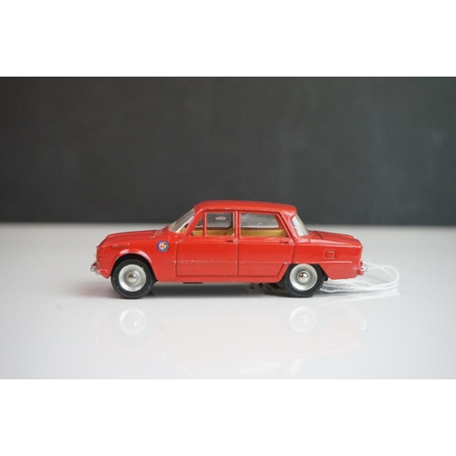 1096 - Two boxed French Dinky 514 Alfa Romeo Giulia 1600 TI diecast models in red, diecast good with some p... 