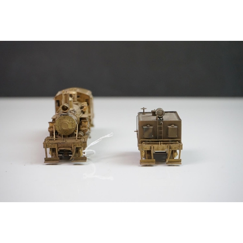 111 - Boxed United Scale Models HO gauge Climax Geared brass locomotive and tender (Japan), unpainted, mod... 