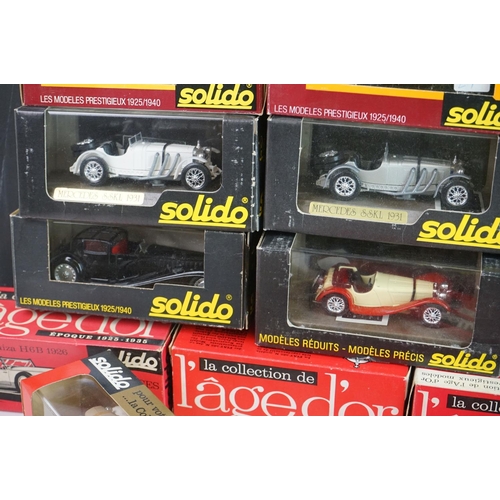 1111 - 20 Boxed / cased Solido Age d'or diecast models featuring various boxes, diecast excellent, boxes gd