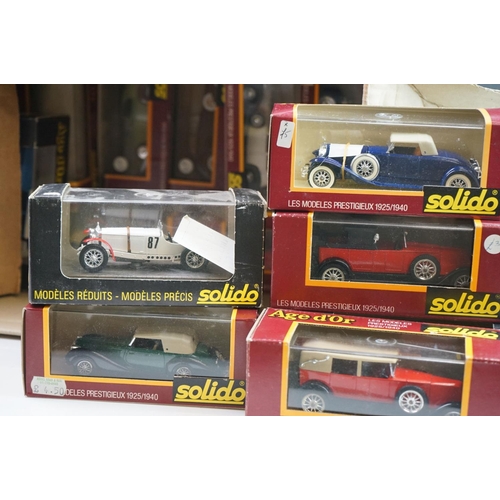 1112 - 21 Boxed / cased Solido Age d'or diecast models mainly in maroon boxes