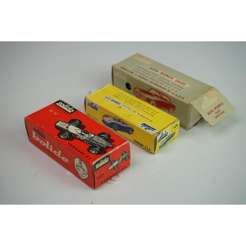 1120 - Three boxed Solido diecast models to include 129 Ferrari 21.5, 167 Ferrari F1 & Alfa Romeo 2600 Bert... 