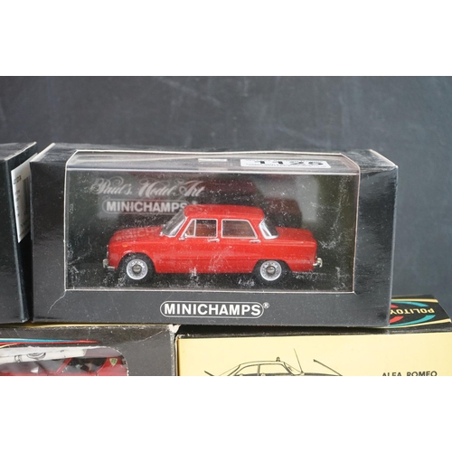 1125 - Two boxed 1:43 Pauls Model Art Minichamps & 3 x Palitoys Alfa Romeo diecast models, diecast excellen... 