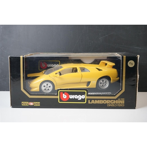 1132 - 13 x Boxed 1:18 scale Burago diecast models to include 3015 Mercedes Benz 300 SL (1954), 3025 Dodge ... 