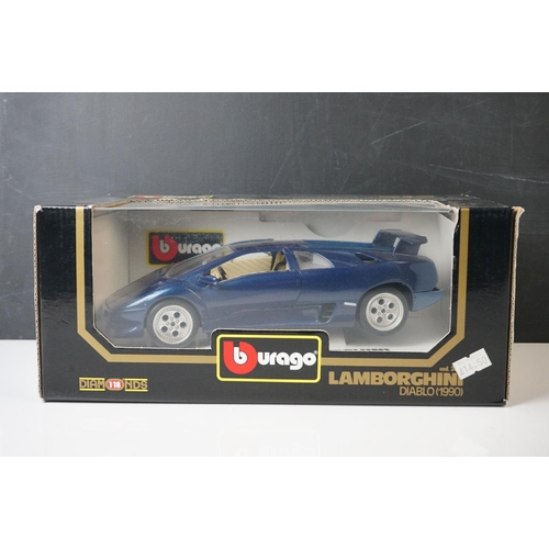 1132 - 13 x Boxed 1:18 scale Burago diecast models to include 3015 Mercedes Benz 300 SL (1954), 3025 Dodge ... 