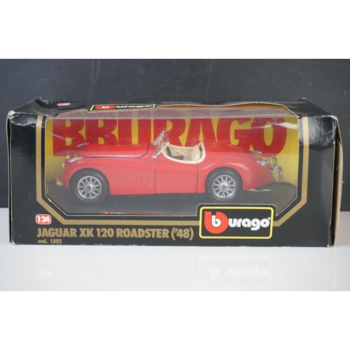 1133 - Five  boxed 1:24 scale Burago diecast models to include 0510 Ferrari 250 GTO (1962), 3 x 1502 Jaguar... 