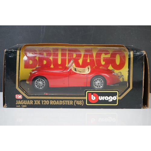 1133 - Five  boxed 1:24 scale Burago diecast models to include 0510 Ferrari 250 GTO (1962), 3 x 1502 Jaguar... 