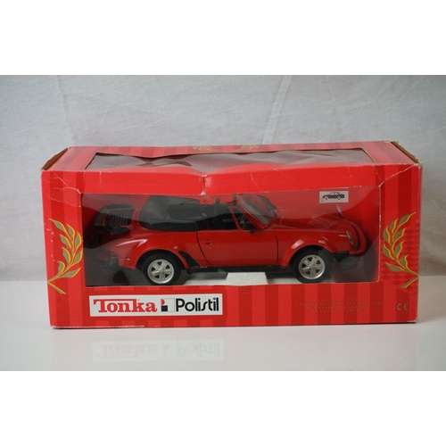 1134 - Seven boxed 1:18 scale Tonka Polistil diecast models to include 5 x Porchse 911 Turbo Cabriolet and ... 