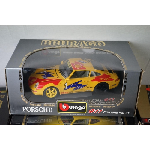 1137 - Ten boxed Buargo 1:18 scale diecast models to include 3021 Porcshe 356B Coupe (1961), 3031 Porsche 3... 