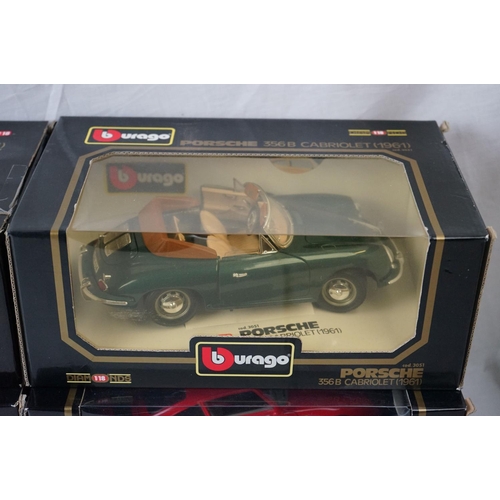 1137 - Ten boxed Buargo 1:18 scale diecast models to include 3021 Porcshe 356B Coupe (1961), 3031 Porsche 3... 