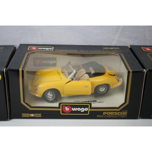 1137 - Ten boxed Buargo 1:18 scale diecast models to include 3021 Porcshe 356B Coupe (1961), 3031 Porsche 3... 