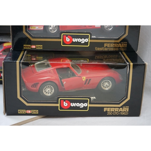 1138 - Seven boxed Buargo 1:18 scale diecast models to include 3011 Ferrari 250 GTO, 3019 Ferrari testaross... 