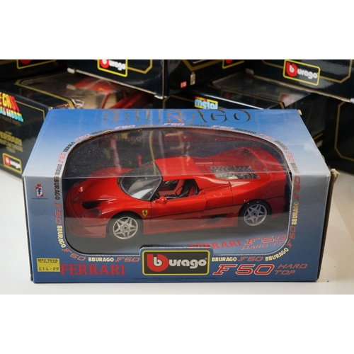 1140 - 11 x Boxed 1:18 scale Burago models to include 2 x  Ferrari testarossa (1984) (3004 and 3019), 3022 ... 