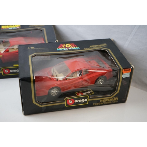 1140 - 11 x Boxed 1:18 scale Burago models to include 2 x  Ferrari testarossa (1984) (3004 and 3019), 3022 ... 