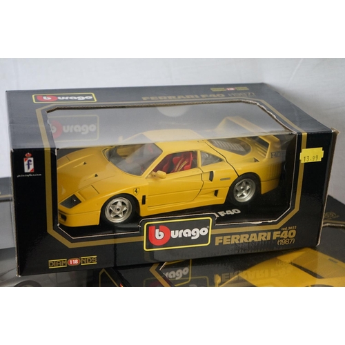 1140 - 11 x Boxed 1:18 scale Burago models to include 2 x  Ferrari testarossa (1984) (3004 and 3019), 3022 ... 