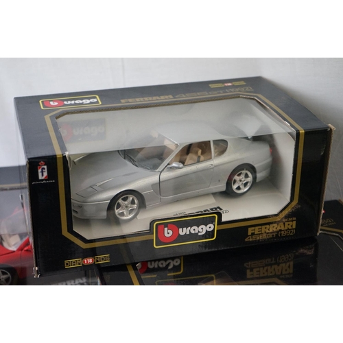 1140 - 11 x Boxed 1:18 scale Burago models to include 2 x  Ferrari testarossa (1984) (3004 and 3019), 3022 ... 