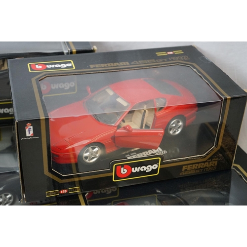 1140 - 11 x Boxed 1:18 scale Burago models to include 2 x  Ferrari testarossa (1984) (3004 and 3019), 3022 ... 