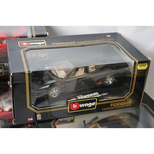 1140 - 11 x Boxed 1:18 scale Burago models to include 2 x  Ferrari testarossa (1984) (3004 and 3019), 3022 ... 