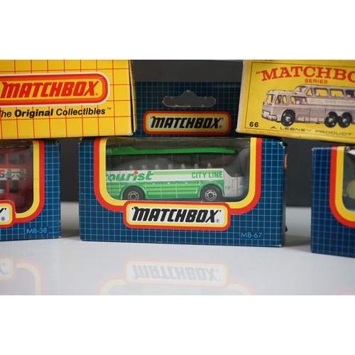 1150 - Six boxed Matchbox diecast models to include 66 Greyhound Bus, MB-31 Rolls Royce Silver Cloud II, MB... 