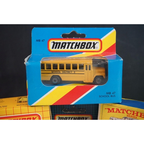 1150 - Six boxed Matchbox diecast models to include 66 Greyhound Bus, MB-31 Rolls Royce Silver Cloud II, MB... 