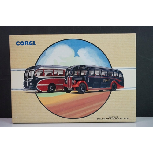 1152 - Nine boxed Corgi diecast models to include  97181 Timpsons AEC Regal Coach, 97069 Whittle's Burlingh... 