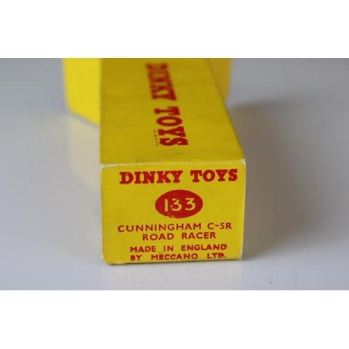 1178 - Boxed Dinky 133 Cunningham C-5R Road Racer diecast model in white, race number 31, with driver, deca... 