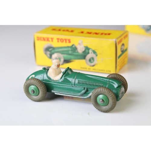 1180 - Five boxed Dinky diecast racing cars to include 230 Talbot-Lago in blue, 23G Cooper Bristol in green... 