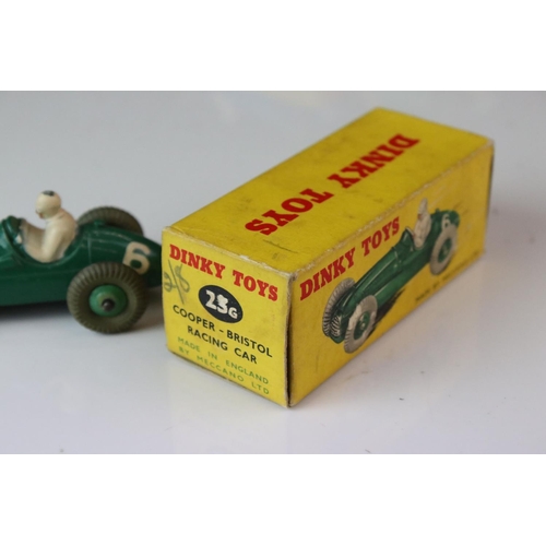 1180 - Five boxed Dinky diecast racing cars to include 230 Talbot-Lago in blue, 23G Cooper Bristol in green... 