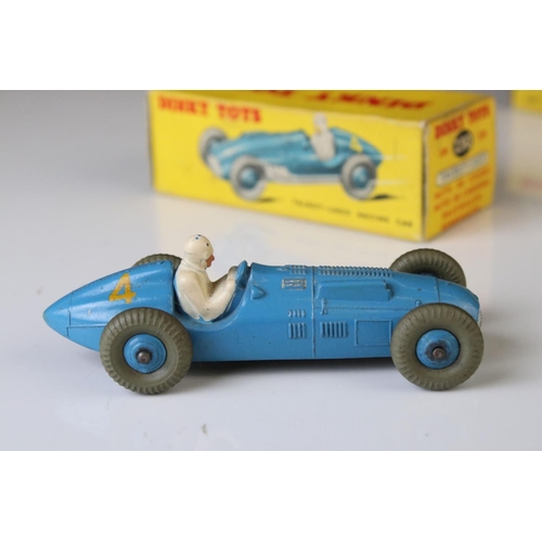 1180 - Five boxed Dinky diecast racing cars to include 230 Talbot-Lago in blue, 23G Cooper Bristol in green... 