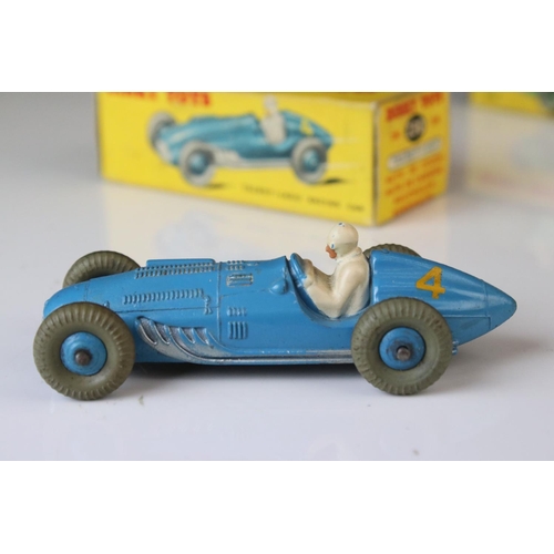 1180 - Five boxed Dinky diecast racing cars to include 230 Talbot-Lago in blue, 23G Cooper Bristol in green... 