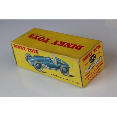 1180 - Five boxed Dinky diecast racing cars to include 230 Talbot-Lago in blue, 23G Cooper Bristol in green... 