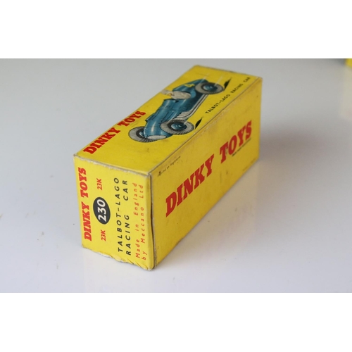 1180 - Five boxed Dinky diecast racing cars to include 230 Talbot-Lago in blue, 23G Cooper Bristol in green... 