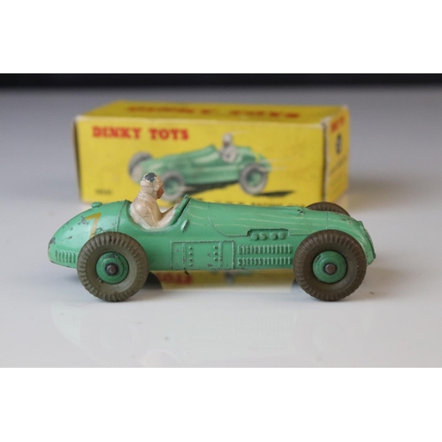 1180 - Five boxed Dinky diecast racing cars to include 230 Talbot-Lago in blue, 23G Cooper Bristol in green... 