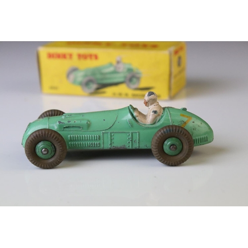 1180 - Five boxed Dinky diecast racing cars to include 230 Talbot-Lago in blue, 23G Cooper Bristol in green... 