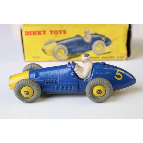 1180 - Five boxed Dinky diecast racing cars to include 230 Talbot-Lago in blue, 23G Cooper Bristol in green... 