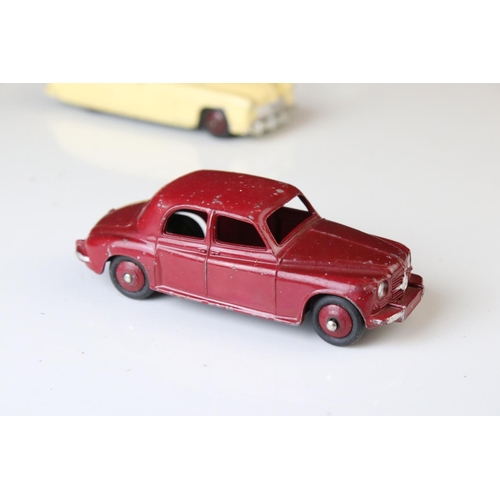 1184 - 12 Mid 20th C play worn Dinky diecast models to include 8 x racing cars, Rover 75, Vanguard etc