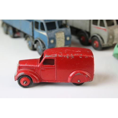 1185 - 16 Mid 20th C play worn Dinky diecast models to include 3 x Foden, 11 x various buses, etc